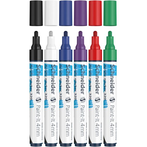 Marker cu vopsea acrilică Paint-It 320 4 mm Schneider 6 buc/set 1 2