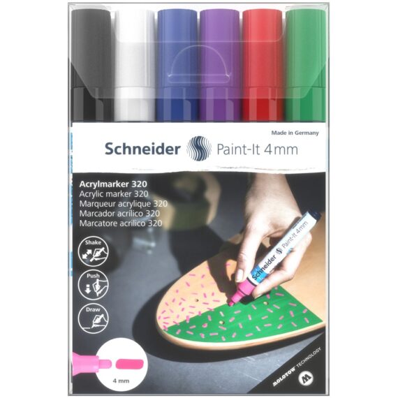 Marker cu vopsea acrilică Paint-It 320 4 mm Schneider 6 buc/set 1