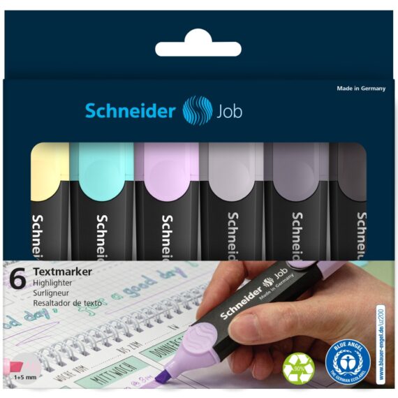Textmarker Schneider Job 6 cul/set inclusiv gri